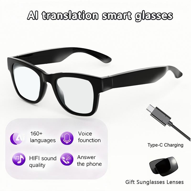 ⚡Hot Sales 49% OFF🔥High-End AI Semi-Rimless Smart Glasses 164-Language Real-Time Translation