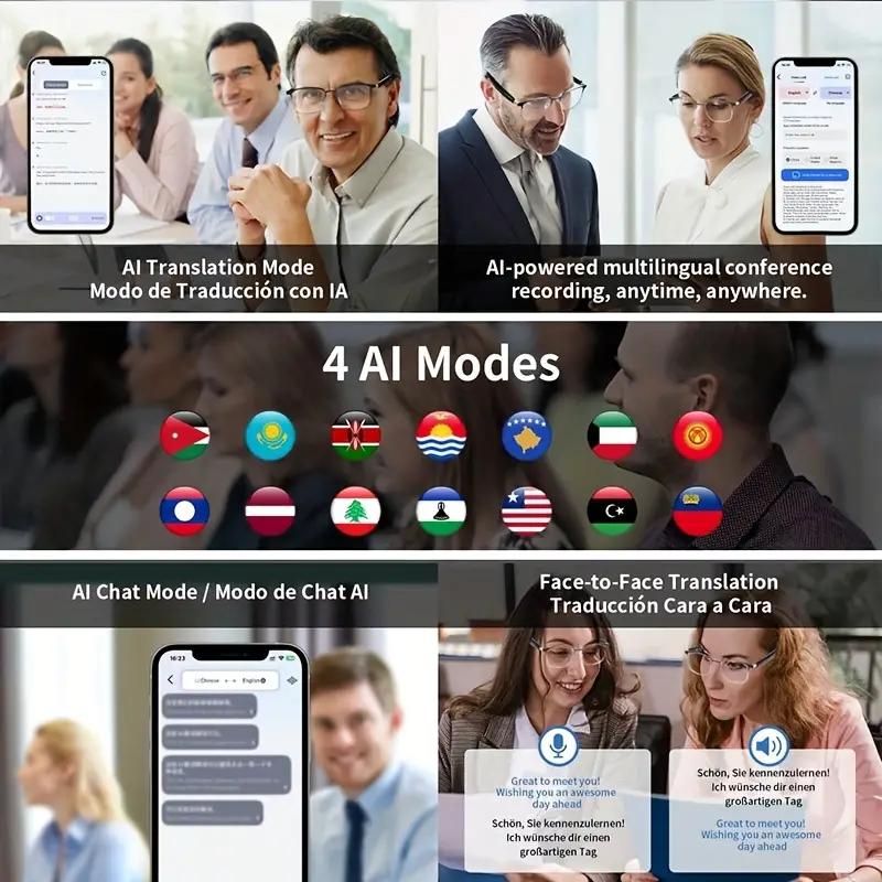 ⚡Hot Sales 49% OFF🔥High-End AI Semi-Rimless Smart Glasses 164-Language Real-Time Translation
