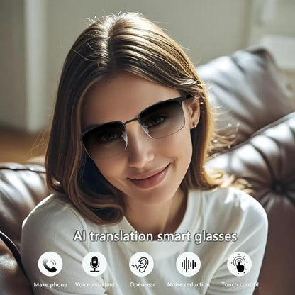 ⚡Hot Sales 49% OFF🔥High-End AI Semi-Rimless Smart Glasses 164-Language Real-Time Translation